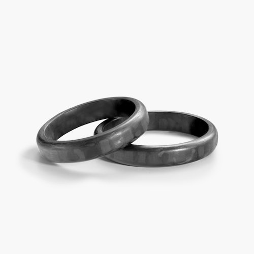 Obrączki ślubne: carbon, płaskie, zaokrąglone, 4 mm